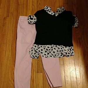 🛍️ 4/$10 Loft blush cropped pant and Elle Blouse